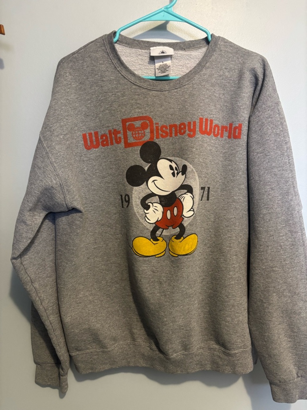 Disney Gray Crewneck Sweatshirt with Vintage Mickey Graphic